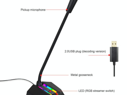 Flexible Usb Microphone With Rgb Lighting For Voice Chat And Video Conferencing-1915197799817940994