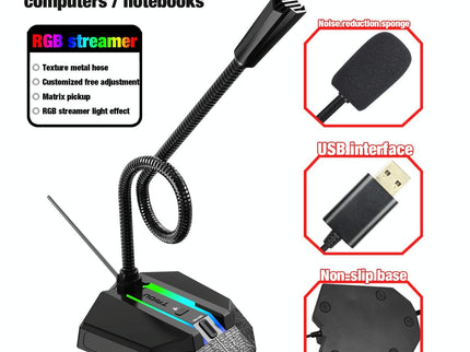 Flexible Usb Microphone With Rgb Lighting For Voice Chat And Video Conferencing-1915197799817940995