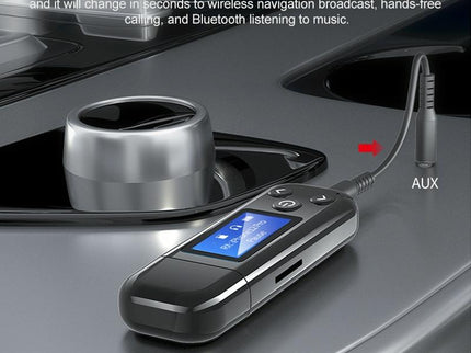 2-In-1 Usb Car Bluetooth 5.0 Audio Adapter With Lcd Screen-1915197639671025668