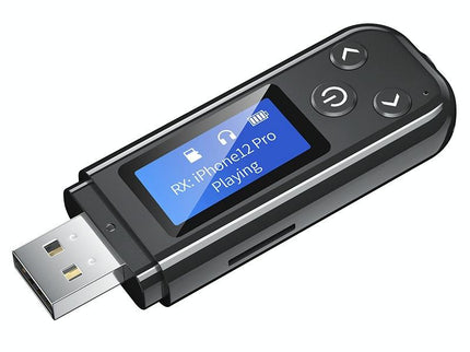2-In-1 Usb Car Bluetooth 5.0 Audio Adapter With Lcd Screen-1915197639671025671