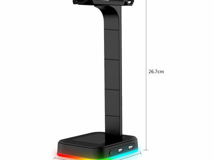 Rgb Gaming Headset Stand With Dual Usb - Black-1915196703061970945