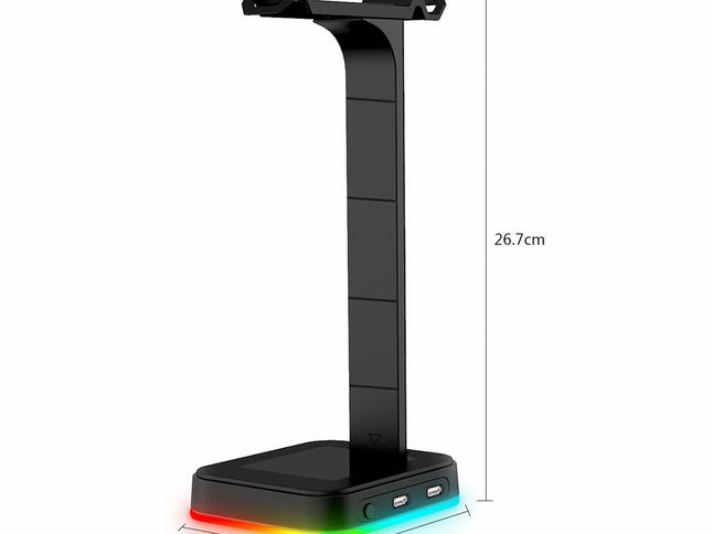 Rgb Gaming Headset Stand With Dual Usb - Black-1915196703061970945