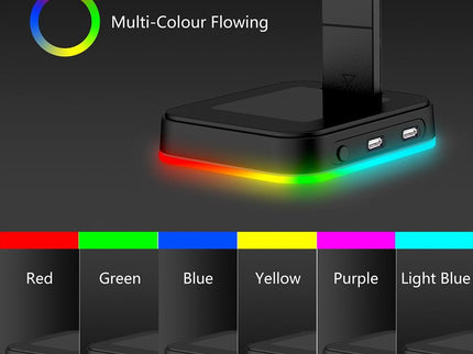 Rgb Gaming Headset Stand With Dual Usb - Black-1915196703061970947