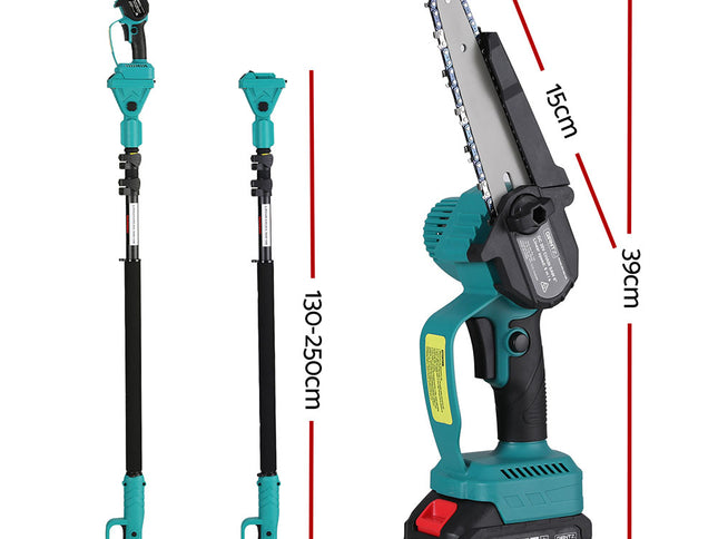 Giantz Telescopic Pole Chainsaw 6 Inch Cordless Tree Trimmer Kit 20V Battery