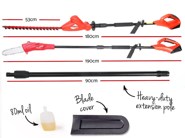 Giantz Chainsaw Trimmer Cordless Pole Chain Saw 8in 20V Battery 2.7m Reach