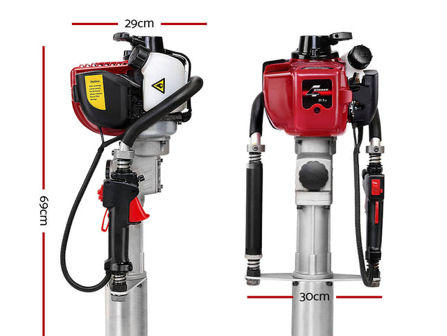 Giantz Petrol Post Driver 38CC 4-Stroke Rammer Pile Star Picket Fence Hole Drive Red