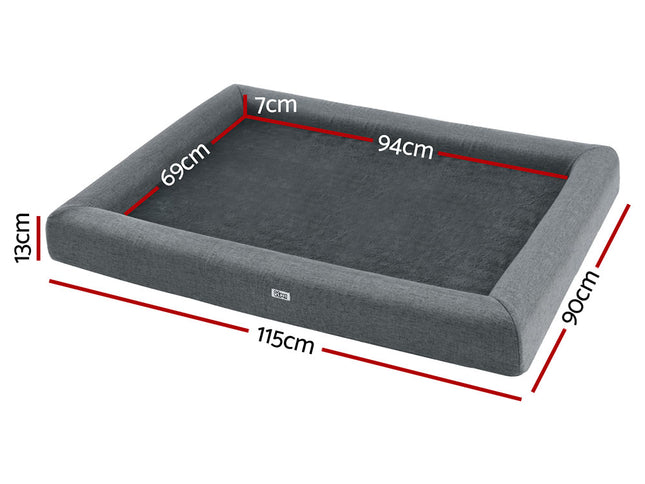 i.Pet Pet Bed Dog Cat Extra Large Calming Soft Sofa Cushion Egg Crate Washable Grey