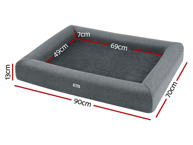 i.Pet Pet Bed Dog Cat Large Calming Soft Sofa Cushion Egg Crate Washable Grey