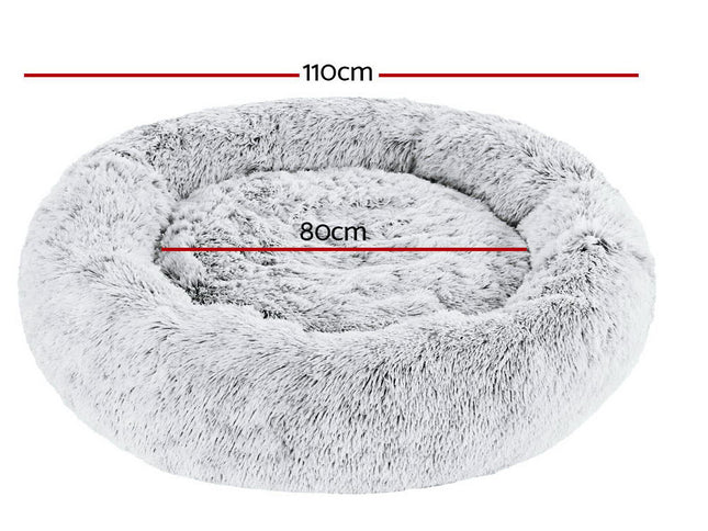 i.Pet Pet Bed Dog Cat 110cm Calming Extra Large Soft Plush Light Charcoal