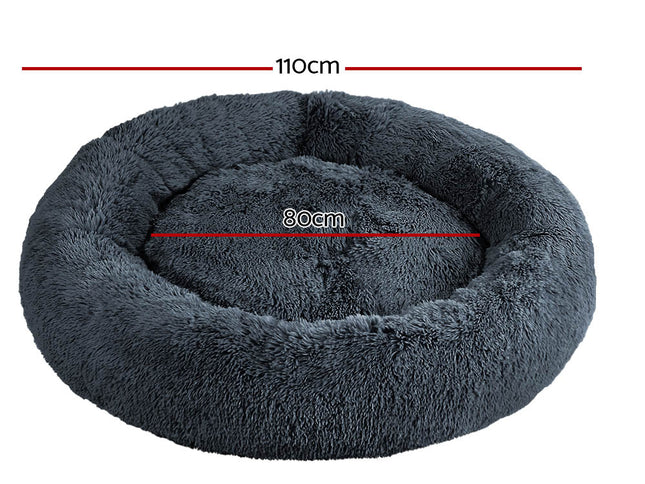 i.Pet Pet Bed Dog Cat 110cm Calming Extra Large Soft Plush Dark Grey