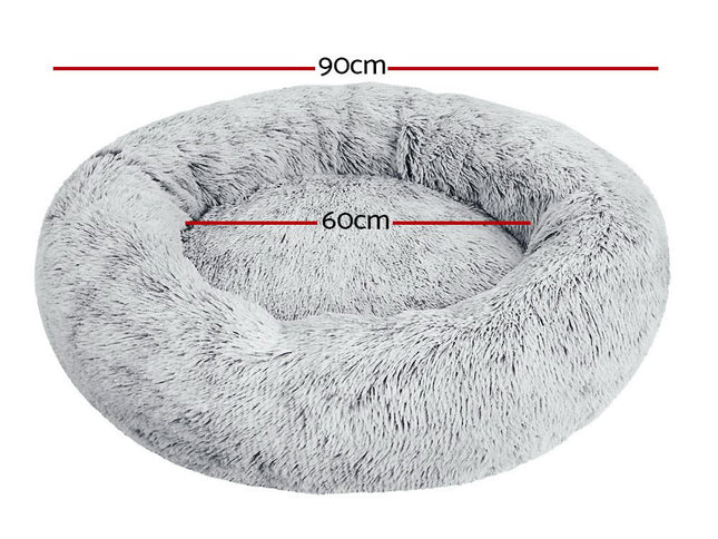 i.Pet Pet Bed Dog Cat 90cm Large Calming Soft Plush Light Charcoal