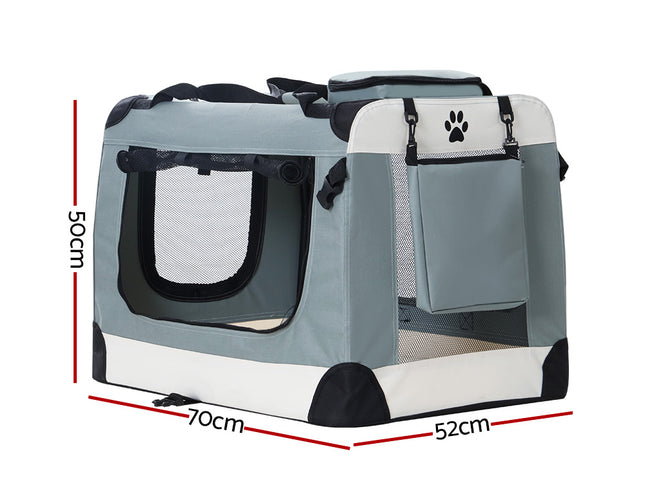 i.Pet Pet Carrier Soft Crate Dog Cat Travel 70x52CM Portable Foldable Car Large