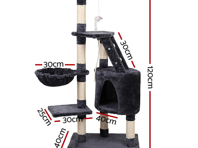i.Pet Cat Tree 120cm Tower Scratching Post Scratcher Wood Condo House Bed Toys