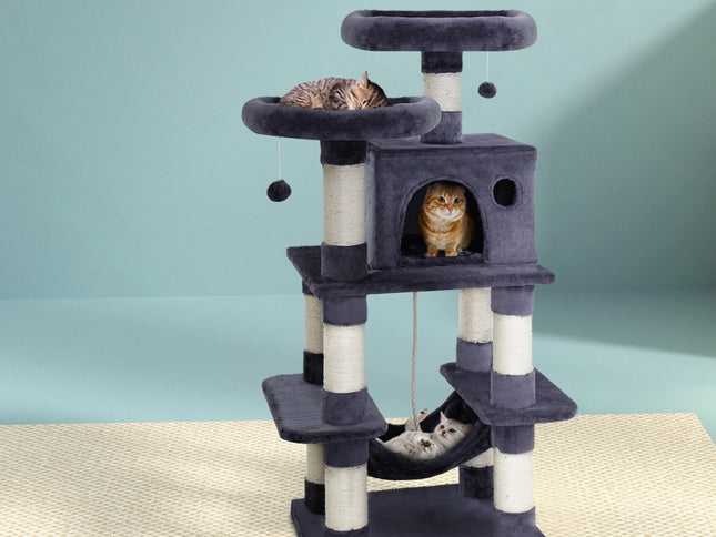 i.Pet Cat Tree 145cm Tower Scratching Post Scratcher Wood Condo House Large Bed