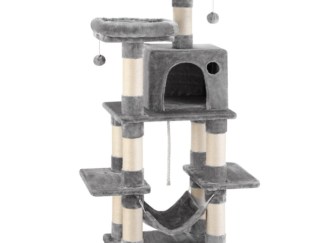 i.Pet Cat Tree 145cm Tower Scratching Post Trees Scratcher Condo House Light Grey