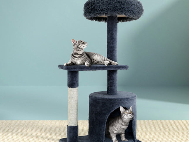 i.Pet Cat Tree 94cm Scratching Post Tower Scratcher Condo House Wood Trees Grey