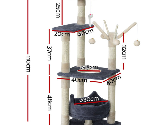 i.Pet Cat Tree 110cm Tower Scratching Post Scratcher Wood Condo House Bed Toys