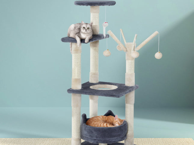 i.Pet Cat Tree 110cm Tower Scratching Post Scratcher Wood Condo House Bed Toys