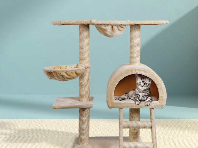 i.Pet Cat Tree 100cm Tower Scratching Post Scratcher Condo House Trees Bed Beige