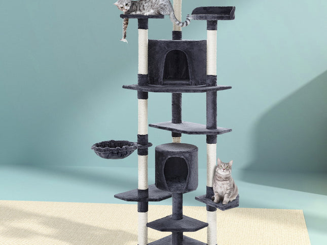 i.Pet Cat Tree 203cm Tower Scratching Post Scratcher Condo Trees House Bed Grey