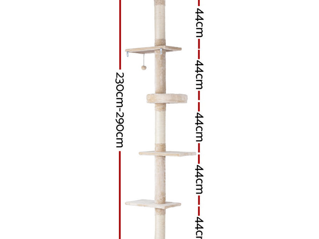 i.Pet Cat Tree 290cm Tower Scratching Cats Post Scratcher Floor to Ceiling Bed