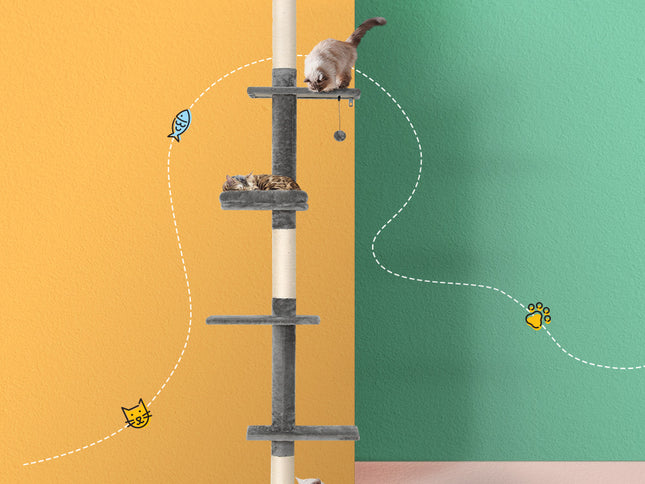 i.Pet Cat Tree 290cm Tower Scratching Post Scratcher Floor to Ceiling Cats Bed