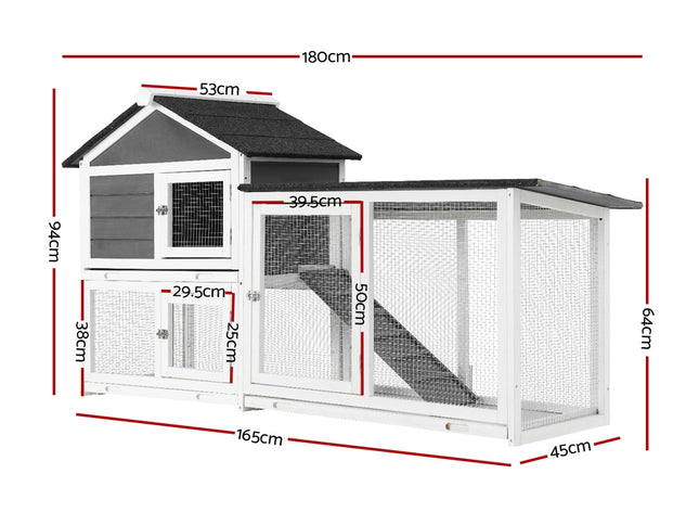 i.Pet Chicken Coop Rabbit Hutch Extra Large Wooden Run Cage House With Run Cage