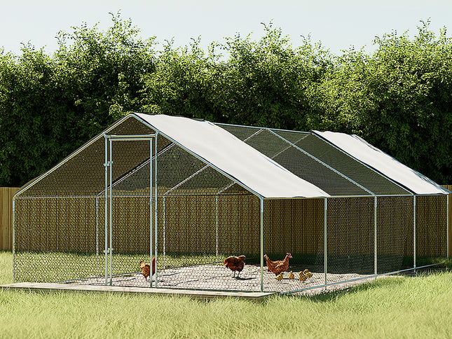 i.Pet Chicken Coop Cage 3x8x2m Galvanised Steel