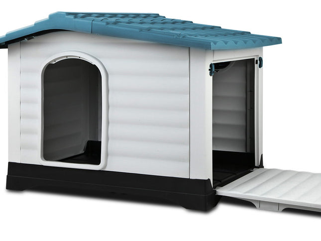 i.Pet Dog Kennel House Extra Large Outdoor Plastic Puppy Pet Cabin Shelter XL Blue
