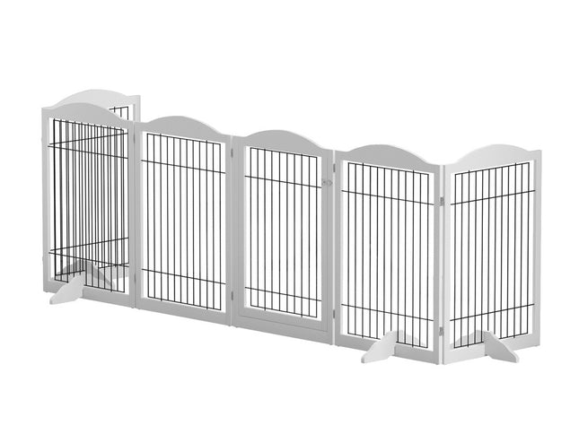 i.Pet Dog Playpen Enclosure 6 Panel Pet Fence Wooden Play Pen