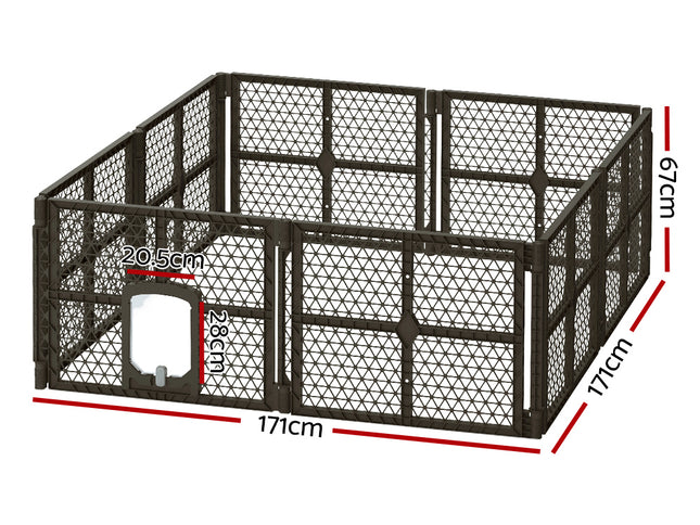 i.Pet Dog Playpen Enclosure 8 Panel Pet Fence Plastic Play Pen