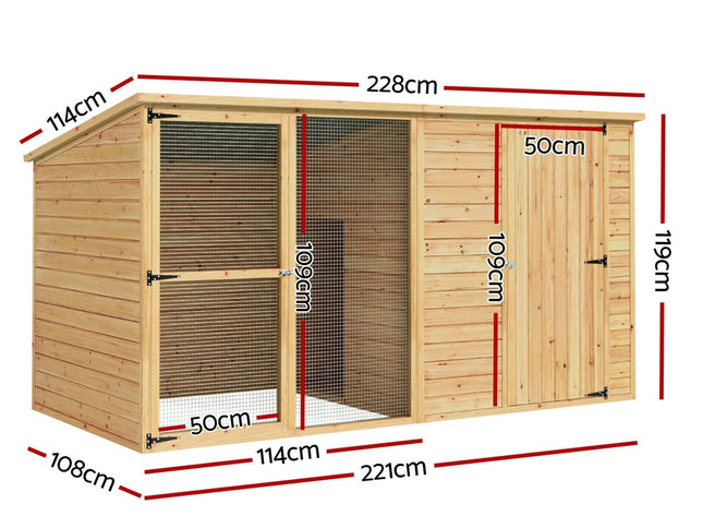 i.Pet Dog Kennel Extra Large 2.28M Wooden House Bed Outdoor Pet Puppy Cabin Log