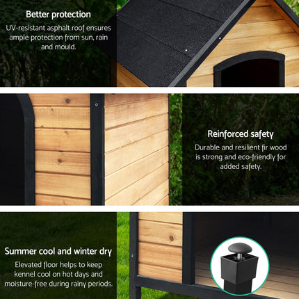 i.Pet Dog Kennel Extra Large Wooden Outdoor House Pet Puppy House XL Crate Cabin Waterproof