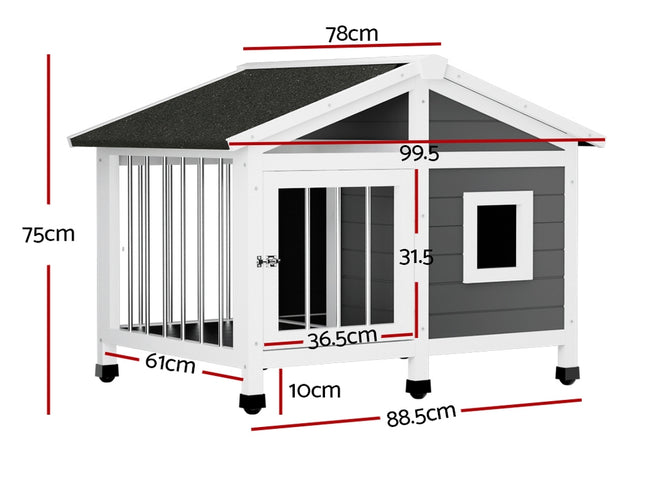 i.Pet Dog Kennel House Large Wooden Outdoor Pet Kennels Indoor Puppy Cabin Home