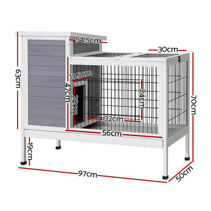 i.Pet Rabbit Hutch Chicken Coop 97cm x 49cm x 86cm Chicken Coop Large Run Wooden Outdoor Cage House