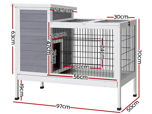 i.Pet Rabbit Hutch Chicken Coop 97cm x 49cm x 86cm Chicken Coop Large Run Wooden Outdoor Cage House