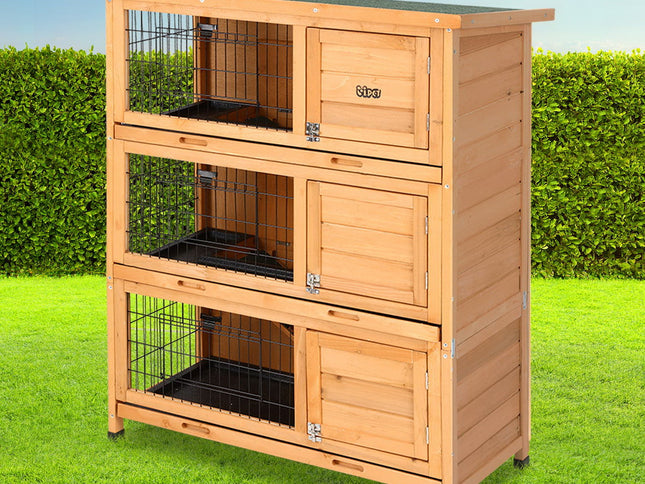 i.Pet Rabbit Hutch Chicken Coop 91.5cm x 46cm x 116.5cm Chicken Coop Large House Cage Run Wooden Outdoor