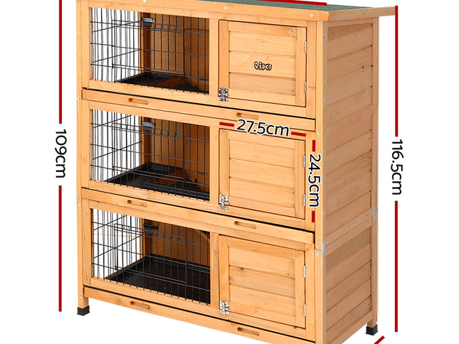 i.Pet Rabbit Hutch Chicken Coop 91.5cm x 46cm x 116.5cm Chicken Coop Large House Cage Run Wooden Outdoor