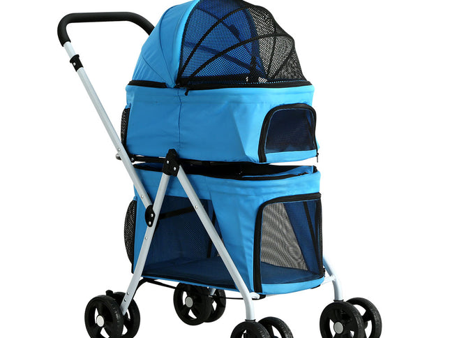 i.Pet Pet Stroller Dog Pram Large Cat Carrier Travel Foldable 4 Wheels Double