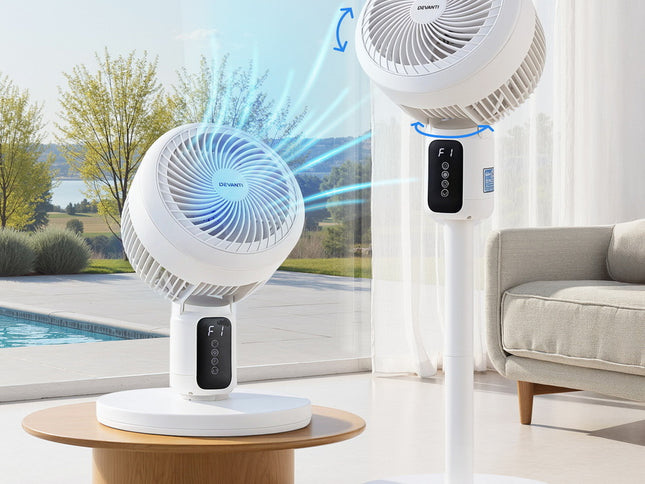 Devanti Pedestal Fan W/ Remote 3 Speed 12H Timer Height Adjustable Cooling Fan