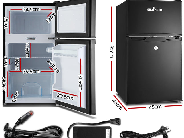 Glacio 90L Portable Fridge Freezer Bar Upright 12V/24V/240V Camping Caravan
