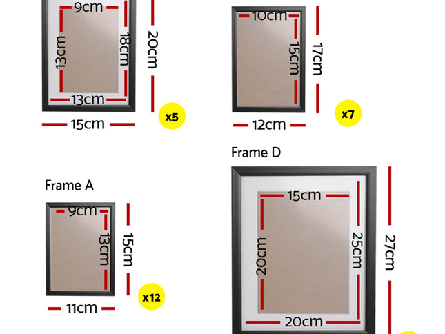 Artiss Photo Frames Art Holder 26PCS 8x10" 5x7" 4x6" 3.5x5" Black