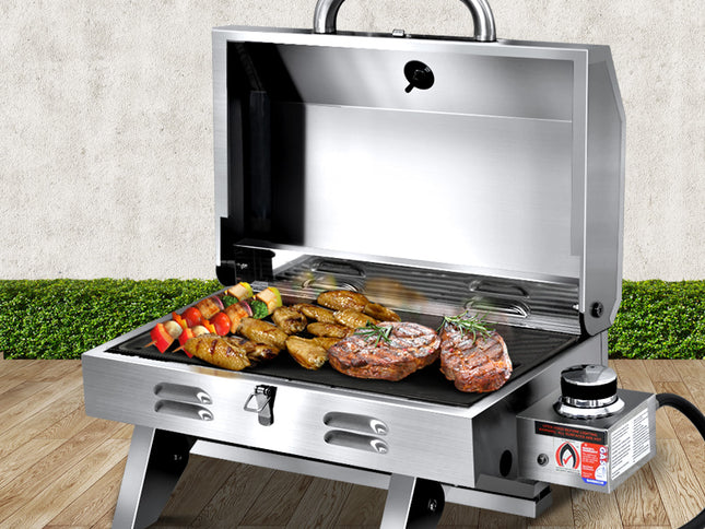 Grillz Portable Gas BBQ Grill with Double Sided Plate