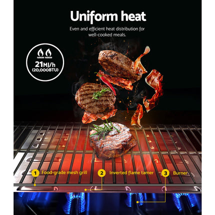 Grillz Portable Gas BBQ Grill 2 Burners with 2 Plates