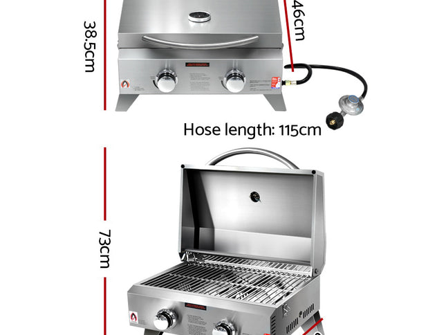 Grillz Portable Gas BBQ Grill 2 Burners