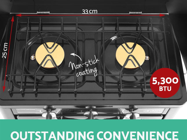 Devanti Portable Gas Oven LPG Silver