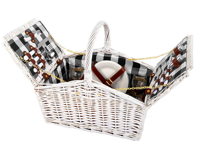 Alfresco 2 Person Picnic Basket Set Willow Vintage Baskets Insulated Blanket Bag