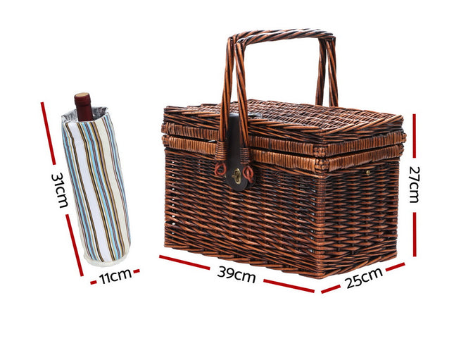 Alfresco 4 Person Picnic Basket Set Deluxe Folding Outdoor Insulated Liquor bag