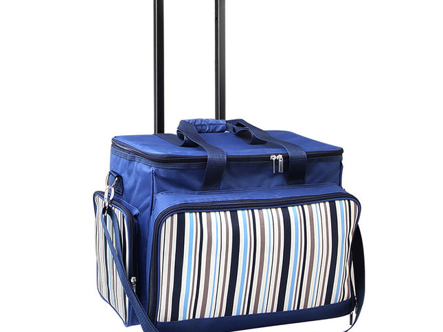 Alfresco 6 Person Picnic Basket Set Bag Wheels Insulated Trolley
