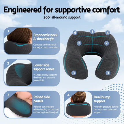 Giselle Bedding Travel Neck Pillow U-Shape Support Memory Foam Plane Car Cushion